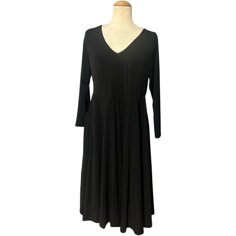 Torrid V Neck Tie Back Long Sleeve Dress NWT Black Size Large